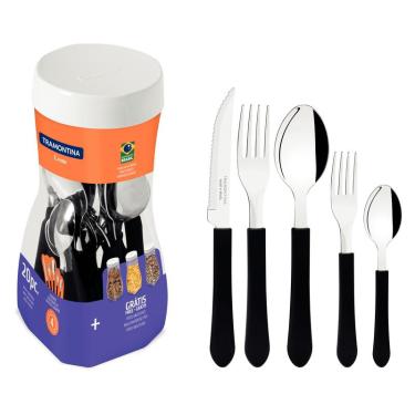 Imagem de Faqueiro Inox 20 Peças Leme Preto Tramontina