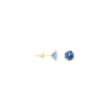 Imagem de Brinco Zircônia Azul 6MM em Ouro 18K - AU13822 - BRUNA TESSARO JOIAS