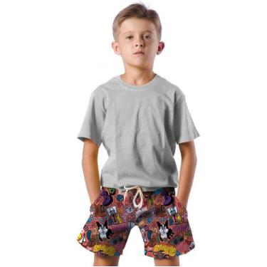 Imagem de Shorts Infantil Bermuda Calção Praia Boston Bicycle Art 320 - SMOKE, 8