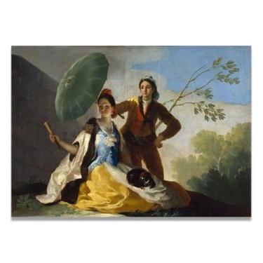 Imagem de LKXGRRSFG Impressão em tela romântica espanhola The ParasolFrancisco De Goya - Obra-prima do influente pintor romântico 39,98 x 55,88 cm sem moldura