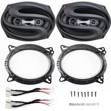 Imagem de Seventour Alto-falantes de porta de áudio automotivo de 4 vias (par) 6 x 9 para Toyota Tacoma/Camry/RAV4/Prius, potência máxima de 350 watts, com adaptadores e arnês, alcance completo, coaxial, som