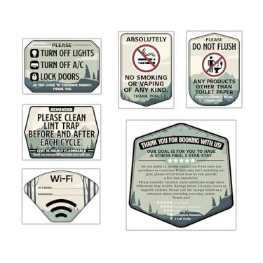 Imagem de L & O Goods 6 placas Essential Air bnb para anfitriões – senha WiFi, não fumar, não descarregar, desligar luzes e ar condicionado, deixe um comentário – Decoração de boas-vindas para hóspedes para