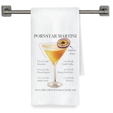 Imagem de Fyecoluo Toalhas de cozinha pornstar Martini decorativas, presentes de martini, toalhas de chá de mão, presentes para amantes de coquetéis, carrinho de bar de coquetel, decoração de cozinha, 40 x 61