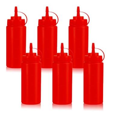 Imagem de WELKOR Garrafas de apertar para molhos, dispensador de condimentos à prova de vazamento, conjunto de garrafas de espremer de restaurante sem BPA com boca larga para ketchup, mostarda, xarope e molhos