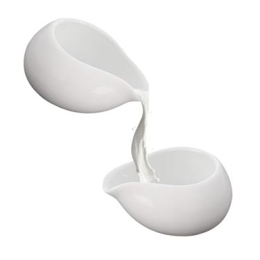 Imagem de Sgphrzlt Pacote com 2 mini jarras de cerâmica para xarope de leite, molheteira pequena de 85 g, tigela de molho de porcelana, recipiente para chá e café, acessórios para dispensador de servir, branco