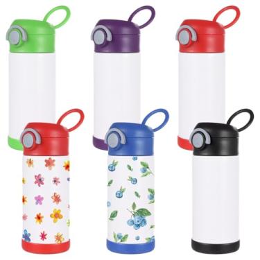 Imagem de LUMINFLY 6 copos de sublimação com palha, garrafas de água em branco isoladas de aço inoxidável de 350 ml para personalização