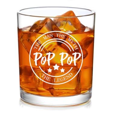 Imagem de Slugeren Presentes Pop Pop engraçados, Pop Pop The Man The Myth The Legend Copo de uísque, presente de Natal para o Dia dos Pais, para o avô e avô da neta, 290 ml