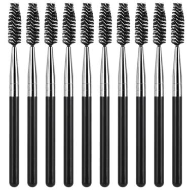 Imagem de 10 pincéis para rímel, varinhas, spoolies, pincéis de cílios prateados