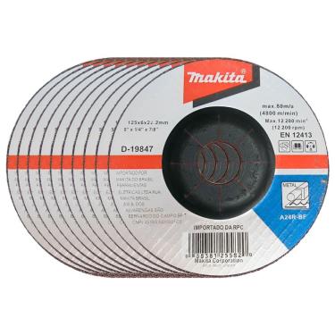 Imagem de Disco De Desbaste 125x6.4x22mm Aço Makita D-19847 - 10 Unidades