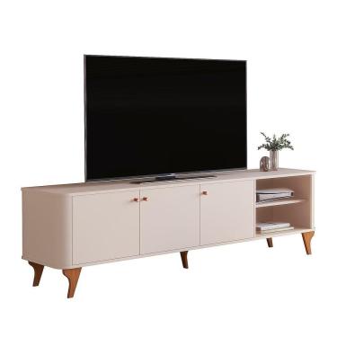 Imagem de Rack Aruma Com 3 Portas E Cantos Arredondados Off White