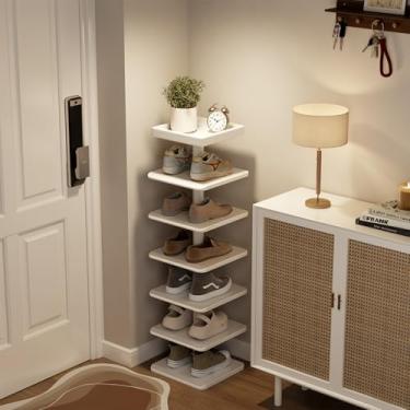 Imagem de YQJJGL Sapateira estreita para entrada – Sapateira estreita de madeira com design compacto para espaços pequenos, organizador de sapatos de 6 camadas para entrada corredor quarto armário