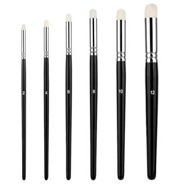 Imagem de Conjunto de 6 Pincéis Secos para Pintura Miniaturas Barril Madeira Sólida com Conector Cerdas Macias e Flexíveis Ideal Modelos Cerâmica Detalhamento Artesanais Materiais Arte a Óleo