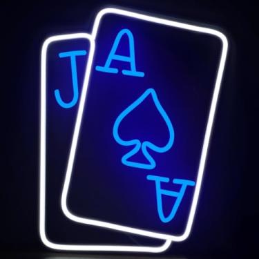 Imagem de Sinal de luz neon de pôquer alimentado por USB, luz de parede LED regulável com brilho ajustável e corrente pendurada