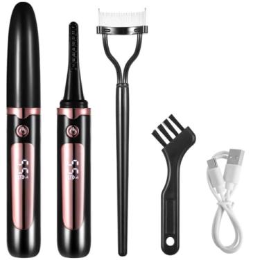 Imagem de Modelador de cílios compacto aquecido com 4 temperaturas ajustáveis, varinha de pente recarregável por USB, ponta anti-queimadura, aquecimento 30S