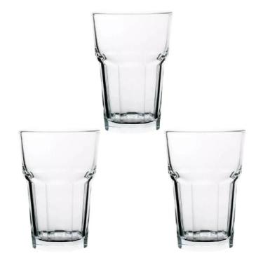 Imagem de Kit 3 Copo de Vidro Servir Bebidas Refrigerante Sucos Leite Café Água 