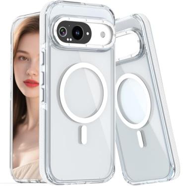 Imagem de Fofvccv Capa magnética para Google Pixel 10 Pro XL, proteção transparente à prova de choque de grau militar fina anti amarelamento cristal transparente para Pixel 10 Pro XL - XC branco