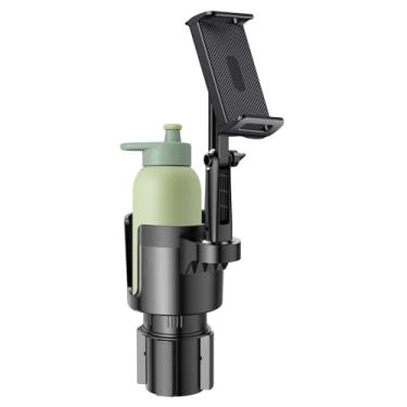 Imagem de Shakven Expansor de porta-copos com suporte para telefone, adaptador de suporte para telefone 2 em 1,Suporte ajustável para copos de garrafa de carro - Expansor de porta-copos ajustável com rotação de