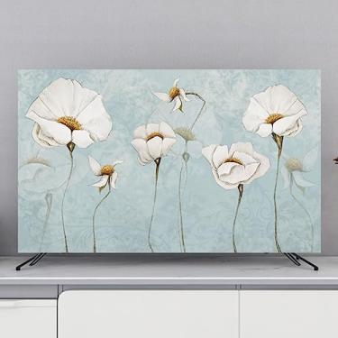 Imagem de Capas de TV Capa protetora contra poeira de TV elegante interior tecido de televisão sala de estar decoração de arte universal pendurado mesa curva capa de proteção - padrão-4||49-52 polegadas (118 x