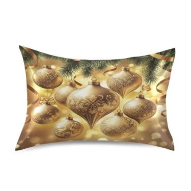 Imagem de SEHANY Capas de almofada de seda de bola de Natal para cabelo e pele, capas de almofada de cetim respiráveis macias e refrescantes com fecho de envelope, tamanho Queen (50,8 x 76,2 cm)