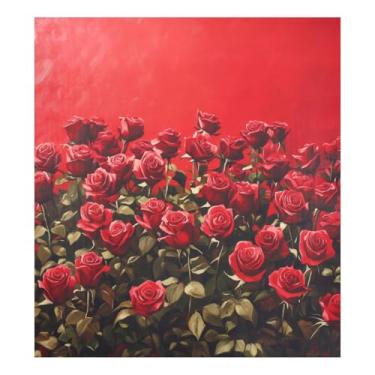 Imagem de Blueangle Capa magnética para lava-louças Roses, decoração de capa frontal para lava-louças, decalques de armário doméstico, adesivos de eletrodomésticos, adesivo magnético para decoração de dia dos