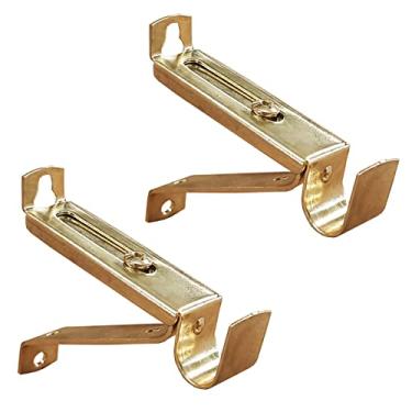 Imagem de Kowibcl 2 peças de suporte de varão de cortina ajustável para haste de 9/40.6 cm de diâmetro, suporte de varão drapeado para parede, suportes de varão de cortina, dourado