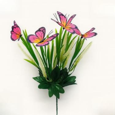 Imagem de Buquê de Borboletas Coloridas 40cm – Flores Artificiais Decorativas para Vasos, Festas, Casamentos e Decoração de Ambientes(Rosa Escuro)
