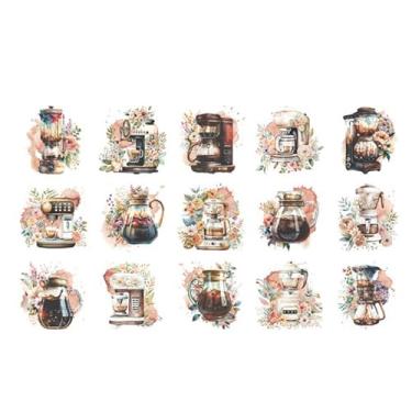 Imagem de 30 folhas de adesivos de scrapbook com tema de café, adesivos decorativos DIY para agenda, diário, álbum de fotos, adesivos autoartesanais