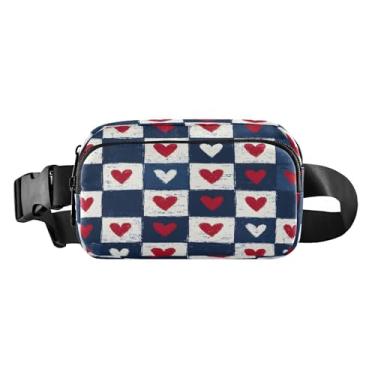 Imagem de CEBUGI Mini pochetes de caminhada para homens e mulheres, 4 de julho corações modernos resistentes à água com cinto ajustável para treino, viagem, corrida