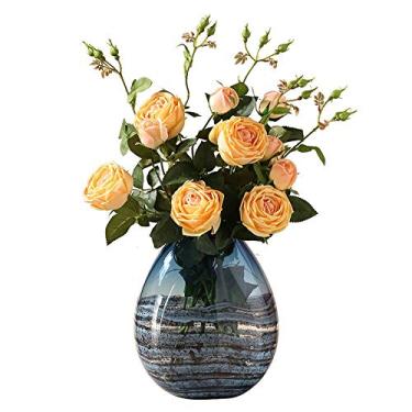 Imagem de YYBOES Vaso de vidro para flores, vaso grande de vidro do oceano nórdico, sala de estar, varanda, arranjo de flores, decoração de vaso, decoração simples e moderna, todos os ornamentos