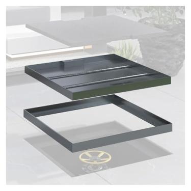 Imagem de uhyOHF Tampa de bueiro invisível ao ar livre quadrada retangular, coberturas de bacia de esgoto interna para garagem/pavimento/jardim, tampas de inspeção embutidas para cozinha, tampa de fossa séptica