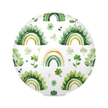 Imagem de Wassud Jogo americano verde tapete redondo para cozinha e jantar tapetes laváveis resistentes ao calor decoração de mesa 39 cm