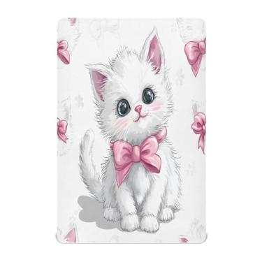 Imagem de STAYTOP Lençóis de berço de gato fofo para meninos e meninas, lençol com elástico para berço padrão e colchão infantil, lençol de microfibra supermacia 99 × 69 × 5 cm