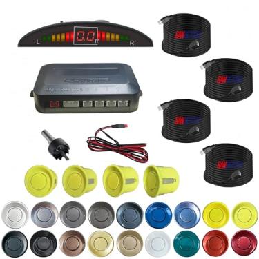 Imagem de SANDETOUN Kit de sensor de estacionamento kit de sensor de reserva sensor reverso para carro 18 opções de cores para sondas ajustável alarme volume profissional sensor de reversa para carro assistente