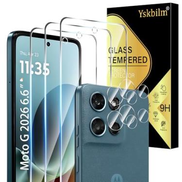 Imagem de Yskbilm (Pacote com 3+2) Projetado para Motorola Moto G 5G 2026 e Moto G Play (2026) Protetor de Tela de Vidro Temperado + Protetor de Lente de Câmera, [Toque 3D] [Sem Bolhas] [Antiarranhões]