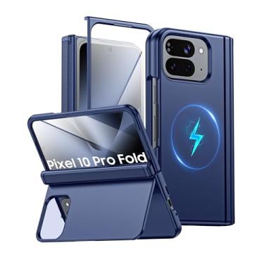 Imagem de Capa dobrável magnética para Google Pixel 10 Pro com [suporte] [proteção de dobradiça] Capa protetora de tela de corpo inteiro à prova de choque para Google Pixel 10 Pro Fold (azul)