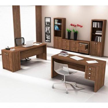 Imagem de Conjunto Escritorio Completo 8 Peças Cj22 Nogal Nogal - TECNO MOBILI