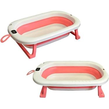 Imagem de Banheira Retrátil Bebê Dobrável Portátil Infantil Compacta Antiderrapante (ROSA)