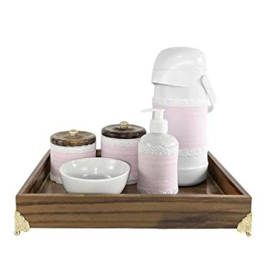 Imagem de Kit Higiene Provençal Dourado Com Nome Rosa