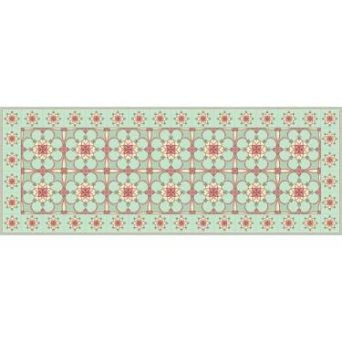 Imagem de IRI-GIRI Tapete decorativo de vinil para cozinha, linóleo, PVC, piso de azulejo, colorido, durável, antiderrapante, lavável à mão e protege pisos 160 x 60 cm, romântico 238