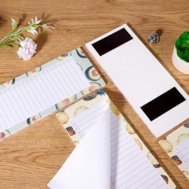 Imagem de Pacote com 2 blocos de notas magnéticos para lista de compras, blocos de notas de 50 folhas de mercearia para geladeira, organizador de listas de tarefas com suporte magnético completo para cozinha