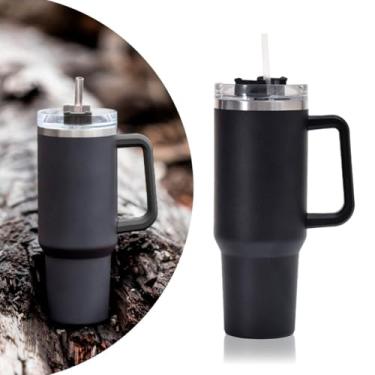 Imagem de Copo Térmico Aço Inox 1200ml Caneca C/Alça Canudo Água Gelada Quente