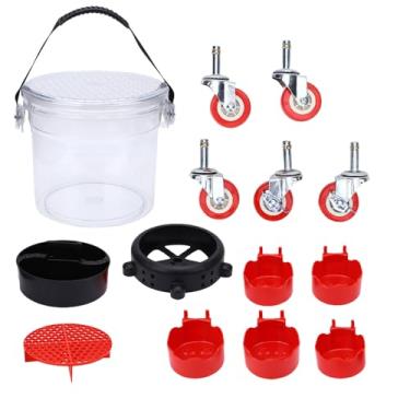 Imagem de Keenso Balde de Lavagem de Carro, Balde de Limpeza de Carro 15l, Banheira de Detalhamento Automático Com 5 Rodízios, Tampa Segura à Prova de Vazamento para Lavagem Profissional