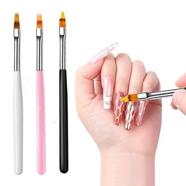 Imagem de 3 pincéis de arte de unhas, conjuntos de pincéis de pintura de unhas para gradiente de cor precisa, faça você mesmo, ferramentas de design de manicure para salão doméstico