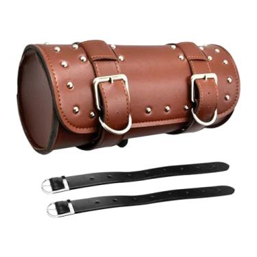 Imagem de Shkalacar Bolsa de ferramentas para motocicleta, bolsa de garfo de couro PU universal, garfo dianteiro, guidão, bolsa de armazenamento Sissybar, bolsa de rolo de motocicleta compatível com Honda