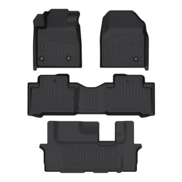 Imagem de Priprilod Forro de carga de 4 peças TPE para tapetes de chão, compatível com Honda Pilot 4 portas 2009 2010 2011 2012 2013 2014 2015, conjunto completo de acessórios interiores de carro dianteiros e