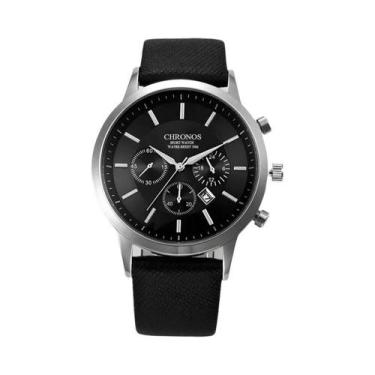 Imagem de Relógio Masculino Esportivo De Quartzo Com Pulseira De Couro CHRONOS M