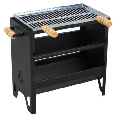 Imagem de Churrasqueira Dupla à Carvão Grelha de Aço – Campeira Móvel Compacta para Apartamento, Ideal para Churrasco e Espetos ao Ar Livre, Varanda e Piquenique