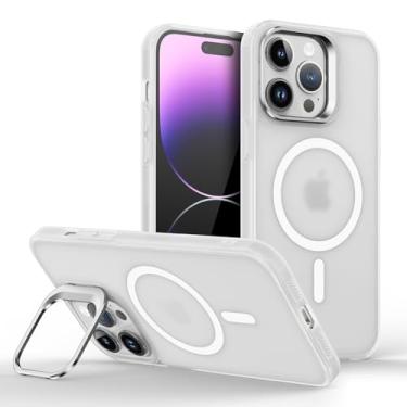 Imagem de Capinha Capa Case tecnológica Premium Para iPhone 15 Plus de 6,7 polegadas - Anti impacto e proteção para câmeras com suporte retrátil e acabamento Micro-Mate Fosco que repele marca de dedos