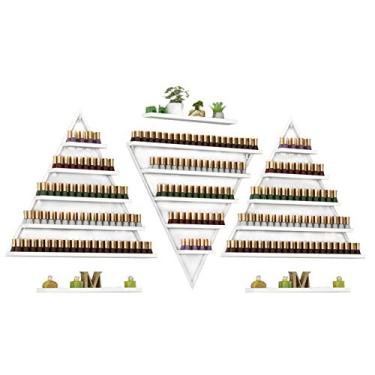 Imagem de Prateleiras de metal para guardar esmaltes de parede, prateleira de esmalte de metal, 5 camadas, prateleira de exibição de óleo essencial, loja de salão de unhas, prateleira de exibição triangular
