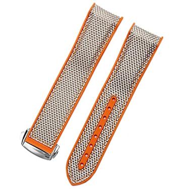 Imagem de ZUC Pulseira de relógio de borracha de nylon para homens Omega pulseira de fecho de implantação acessório de relógio de silicone corrente de pulseira (cor: fecho prata cinza, tamanho: 22 mm)